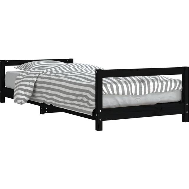 Sängram för barnsäng svart 90x200 cm massiv furu