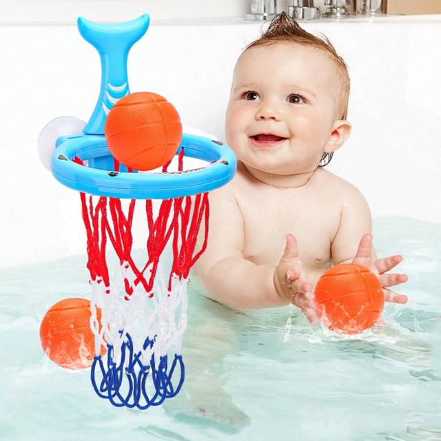 SHEIN 1 Pc Bath Toys Bathtub Basketball Hoop For Kids, Baby, Toddlers, Boys And Girls, 3 Balls No Holes, Mold Free Bath Toys And Strong Suction Cup, Fun Bat
