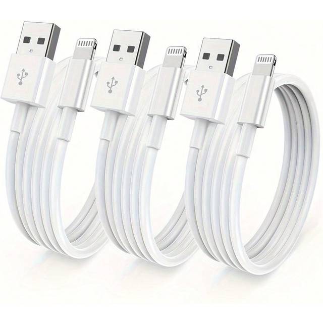 SHEIN 1pc/3pcs 3.3ft 100cm/ 6.6ft 200cm USB Charger Cable Compatible With Apple IPhone, USB To Lightning Cord, 2.4A Fast Charging, Long Chargers Compatible