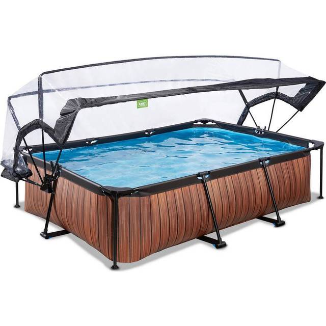 Exit Wood Pool 300X200X65Cm Med Filterpump Och Tak - Brun