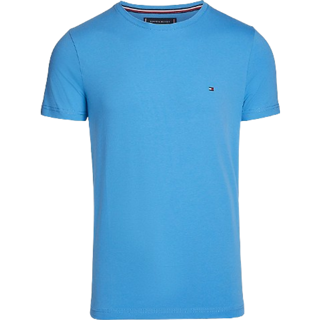 Tommy Hilfiger herr stretch slim fit t-shirt S/S t-shirts, blå, XS, Blå besvärjelse, XS