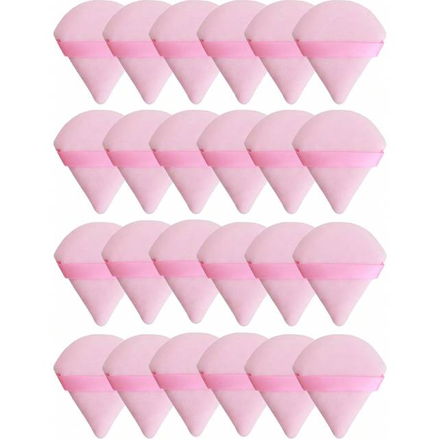 SHEIN 3pcs/8pcs/15pcs/24pcs Triangle Flocked Beauty Makeup Sponge Sets, Soft Fluffy Textured, For Face/Body Powder Puff, Cosmetic Mixing Tools Assorted Sets