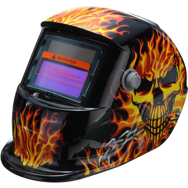 Solar Auto Darkening Welding Helmet Tig Mask Grinding Welding Mask Yellow Skeleton Chain Pattern