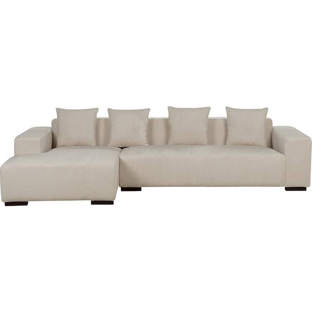 Corner Sofa 4 Seater LUNGO Corduroy Beige Right Hand