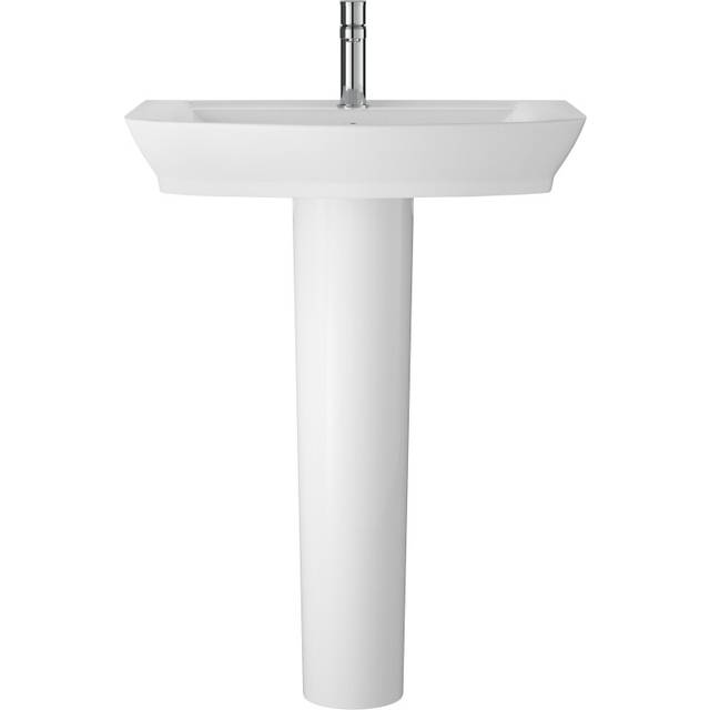 Spirit Ceramic Square Basin & Full Pedestal (Tap Not Included), 650mm - Balterley