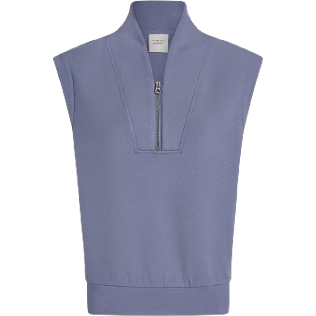 Varley Womens Stone Blue Loretta Half-zip Stretch-jersey Top L - STONE BLUE