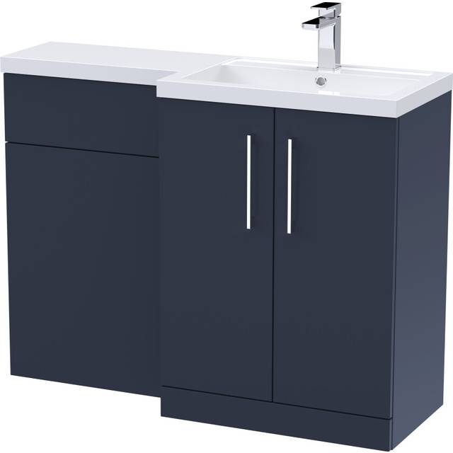 Level Furniture Combination Vanity Basin and WC Unit Right Hand - 1100mm x 390mm - Midnight Blue - Balterley