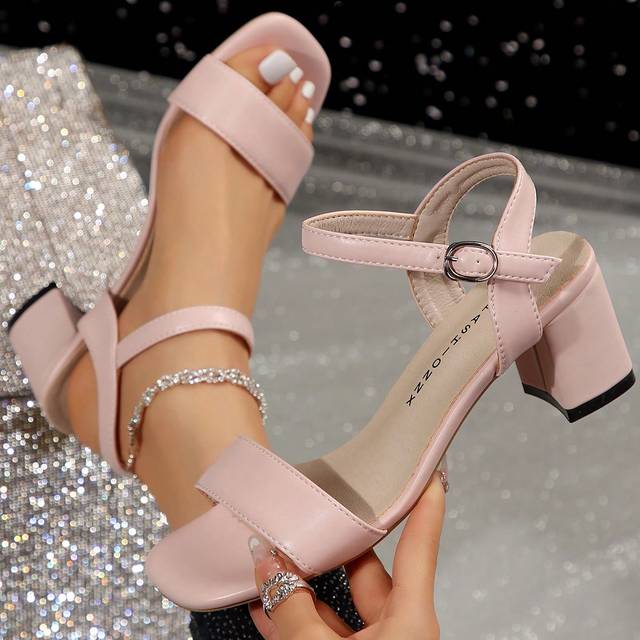 SHEIN Women&#39;s High Heel Sandals, Comfortable Wedding Shoes, Summer Shoes For Women, Lady&#39;s Sandals,Chunky Heel Shoes