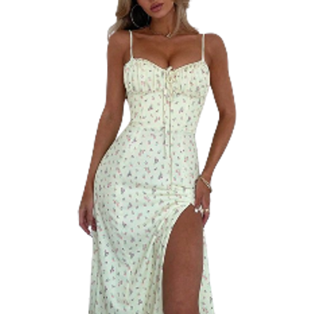 SHEIN Women Fashion Elegant Floral Printed Bodycon French Dress Spring Summer Party Night Out Vacation Clothes