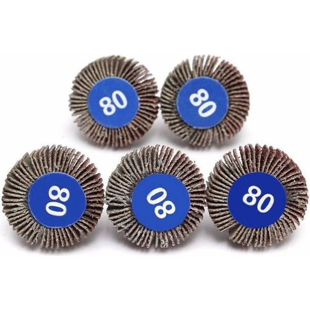 5pcs 80 Grit 4mm Shank Grinding Sandpaper Flap Wheel Sanding Discs For Rotary Tools