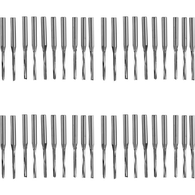 40 Pcs Two Flutes Straight End Mills Straight Slot Bit Wood Cutter Two Double Flute Bits 3.175X2X17mm for CNC Router