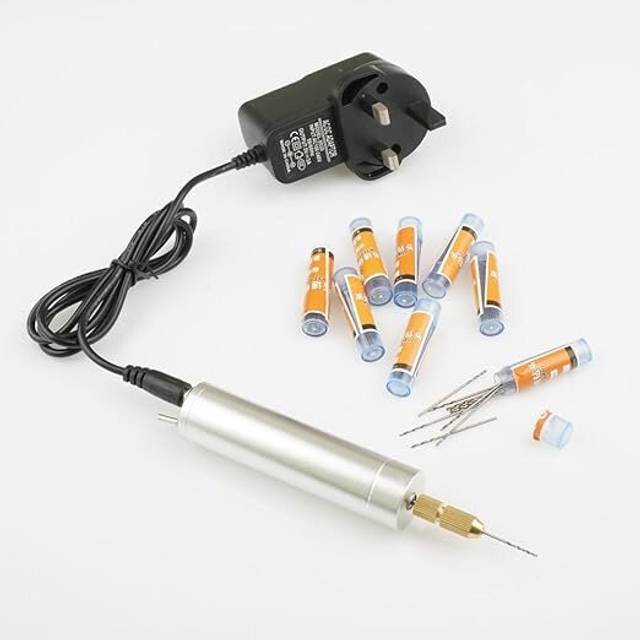 Micro Mini Small Electric Aluminum Hand Portable Handheld Drill Bits-(0.8-1.5mm), with 80pcs Drill Bits, 3A Power Supply Included