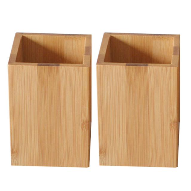 Pen Holders Bamboo Wood Desk Pen Pencil Holder Stand Multi Use Pencil Cup Pot Desk Organizer Pencil Holders Pen Holders