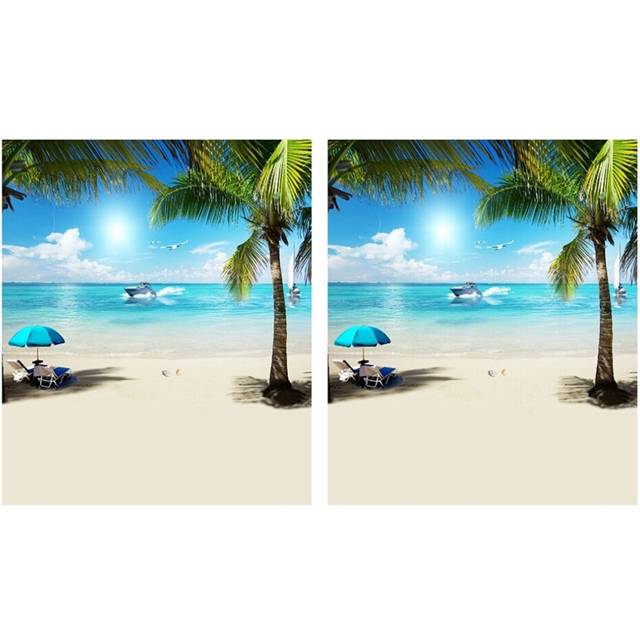 2pcs 3X5Ft Summer Seaside Beach Photography Background Vinyl Studio Backdrop Props