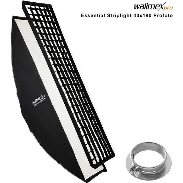 Walimex pro Essential Striplight Softbox 40x180cm + softbox adapter for Profoto (outer diameter: 15.2 cm), 360 rotatable, easy set-up, incl. grid,...