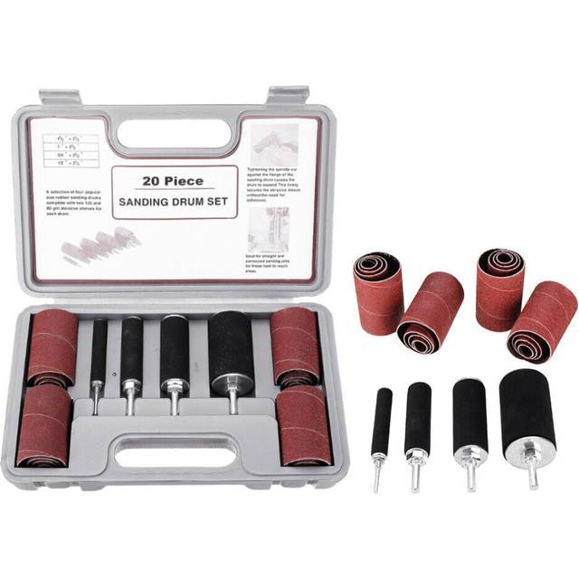 20Pcs/Set 80/120 Grit Sanding Drum Kit Drum Rubber Mandrels for Drill Press wood working Kit
