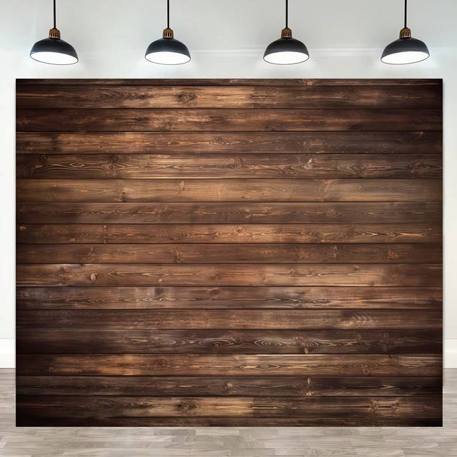 SHEIN 1pc, 129.54*149.86cm/179.83*229.87cm, Brown Wood Backdrop Photographers Retro Wood Wall Background Cloth Photo Booth Studio Prop, Back To School Valen