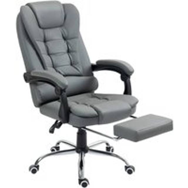 Portland Grey PU Leather Executive Office Chair with Footrest - 117 x 69 x 64.5cm
