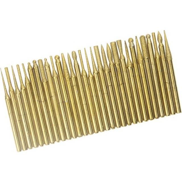 30pcs 3mm Titanium Diamond Grinding Head Grinder Drill Bit Abrasive Tool For Rotary Tool