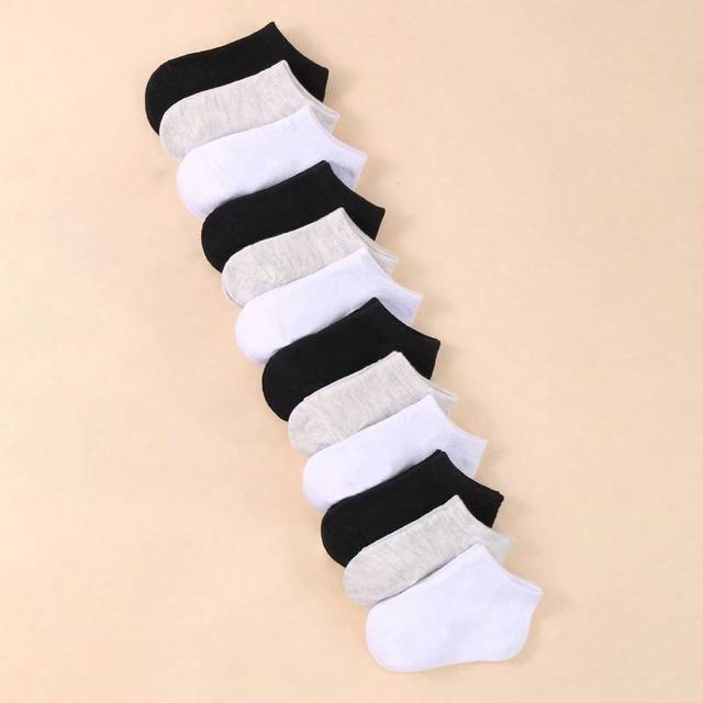 SHEIN 12 Pairs Of Baby Unisex Boat Socks Toddler Low Cut Nude Socks Casual Socks