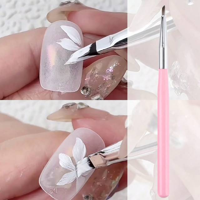 SHEIN 1Pc Pink Nail Brush Magic 3D Painting Brush Gradient Drawing Pen Manicure Nail Tip Flower Drawing Acrylic Tools Nail Brushes