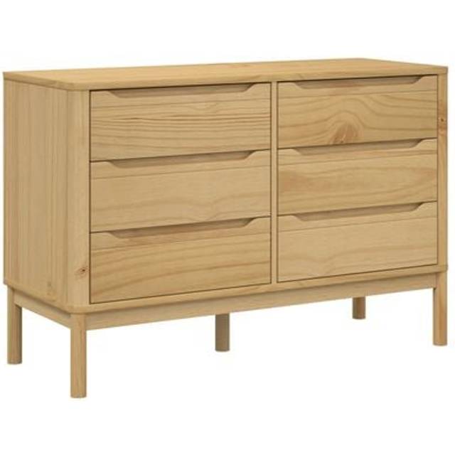 vidaXL Chest of Drawers FLORO Wax Brown Solid Wood Pine