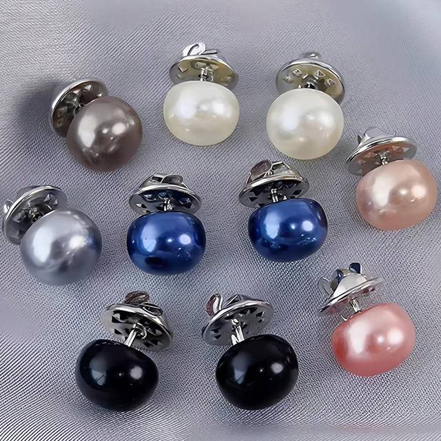 SHEIN 10PCS Mixed Color Faux Pearl Shirt Brooch Buttons, Discreet Shirt Pins, Women/Girls Blouse Cardigan Dress Accessories (No Card Paper) Pin For Clothes