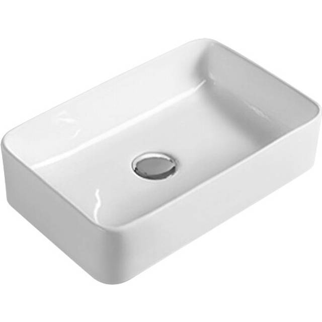 Rectangular Compact Ceramic Countertop Vessel without Overflow - 365mm