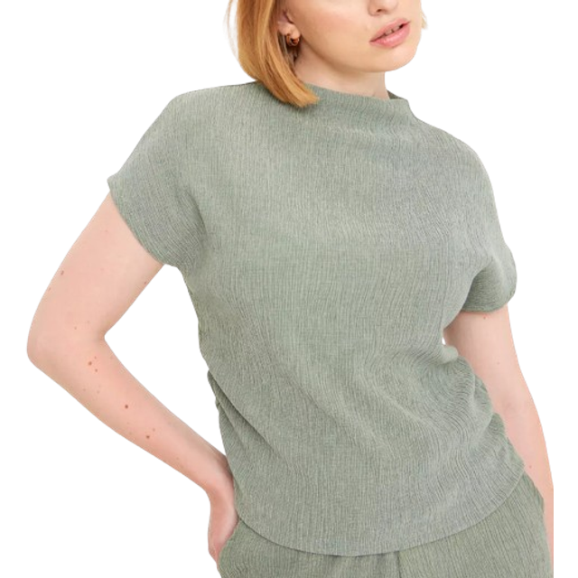 Green Textured High Neck Draped Top (24)