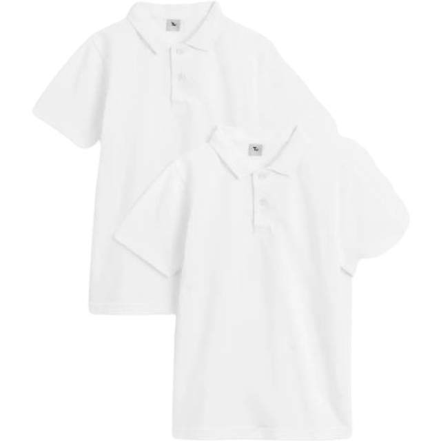 White 2 Pack Unisex Polo Shirts with Perfect White (4 Years) - Tu by Sainsbury's (4 Years)