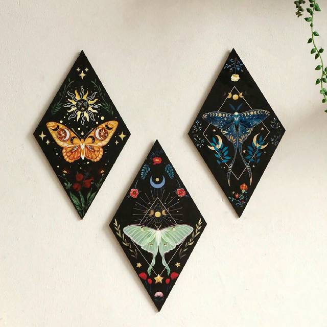 SHEIN 1pc Boho Wall Decor, Moon Stars Sun Phases Snake Wall Decor, Hanging Gothic Wooden Witchy Minimalist Wall Pediments For Home Bedroom Living Room Farmh