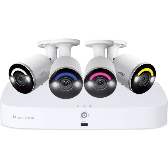 Lorex Fusion 4K 16 Camera Capable 2TB Wired NVR System with 4 IP Bullet Cameras (White)