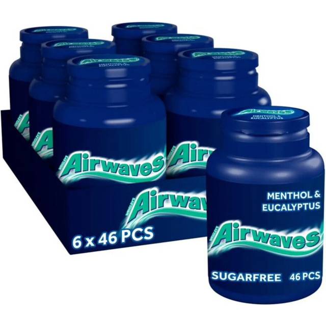 WRIGLEY'S Airwaves Menthol & Eucalyptus Chewing Gum Tubs 6 X 46 Pcs