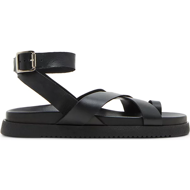 Steve Madden Mira Sandal för kvinnor, Svart läder, 39 EU