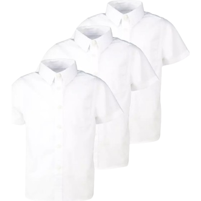 White 3 Pack Unisex 'Dress with Ease' Short Sleeve White Shirts (4 Years) - Tu by Sainsbury's (4 Years)