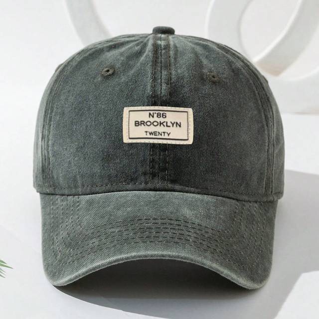 SHEIN 1pc Unisex Light Gray Baseball Cap With Cloth Label, Adjustable Washed Outdoor Fashion Hat Street