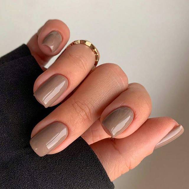 SHEIN 24pcs Short Square Y2k Elegant Solid Color Brown Nail Set, Suitable For Parties Or Dance Performances&#39; Wear, Press-On Nails Supplies
