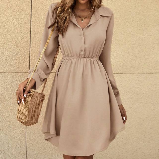 SHEIN Women&#39;s  Fall Outfits  Back To School Cheetah Print Animal Patterned Half-Buttoned Collar Dress For Holiday Or Work, Perfect For Autumn-Winter,Commute