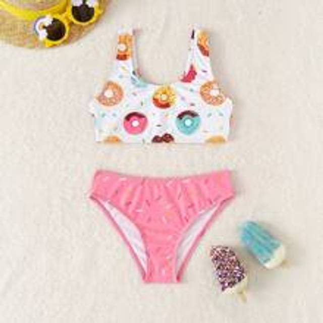Ung flicka söt donut tryckt bikini Set Summer Beach - Multifärgad (6Y,7Y,4Y,5Y)