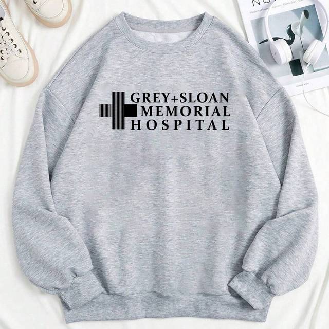 SHEIN Plus Size Women&#39;s Slogan Print Crew Neck Sweatshirt