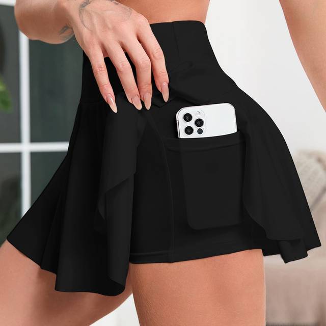 SHEIN Wideband Waist Ruffle Hem Sports Skort Athletic Skirt
