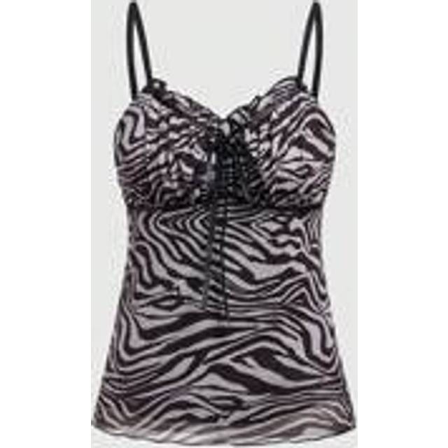 Kvinnor Zebra Print Bowknot Cami Top för alla hjärtans dag, skola - Multifärgad (L,M,S,XL,XS)