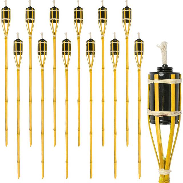 Bamboo Garden Fire Torches - 113cm - Pack of 12 - Yellow
