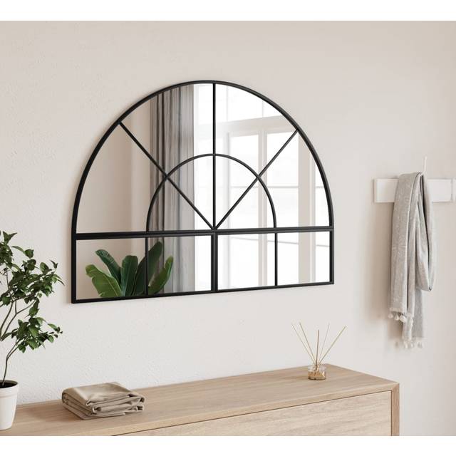 vidaXL Wall Mirror Black 100x70 cm Arch Iron