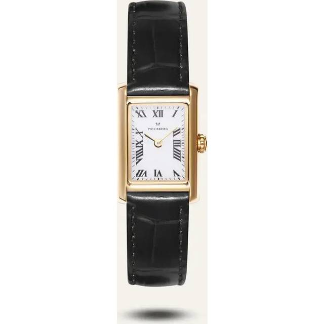 Timeless black leather watch gold