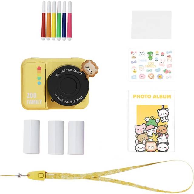 Kids Instant Print Camera 3Inch Screen WIFI HD Digital Camera with 48MP Dual Lens Thermal Photo Paper (Yellow)