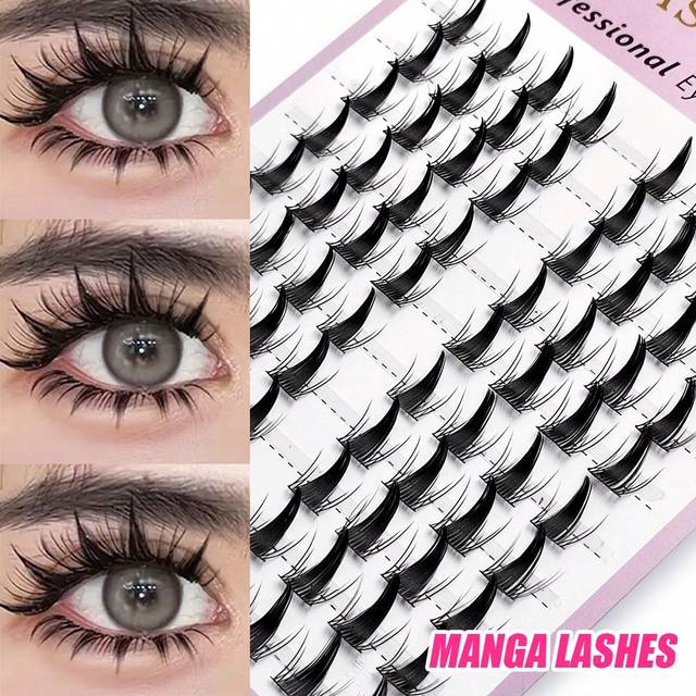 Asiteo Asiteo Manga 80pcs Cat Eye Style DIY Clusters Extensions Individual Lashes Cluster Natural Segmented Eyelashes Bundles