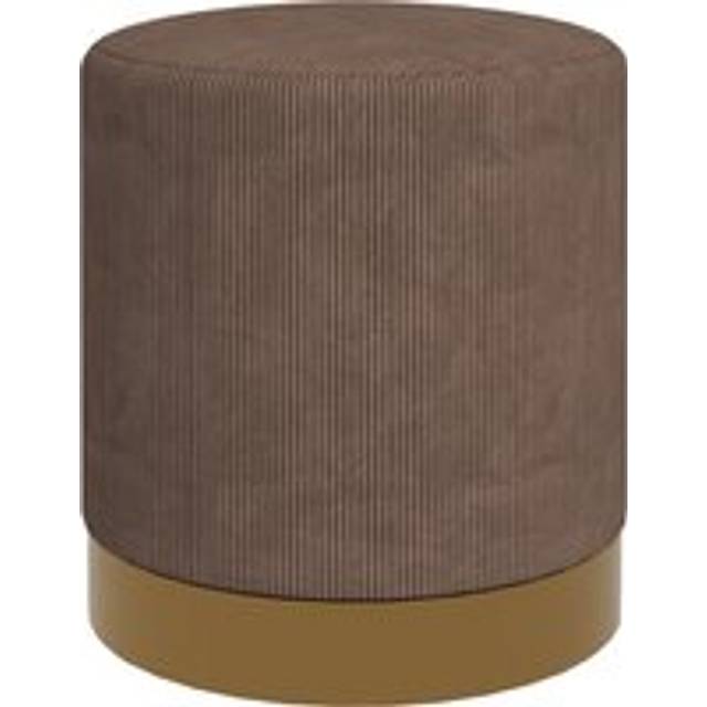 Homcom Corduroy Fabric Round Footstool, Modern Upholstered Foot Stool, Light Brown