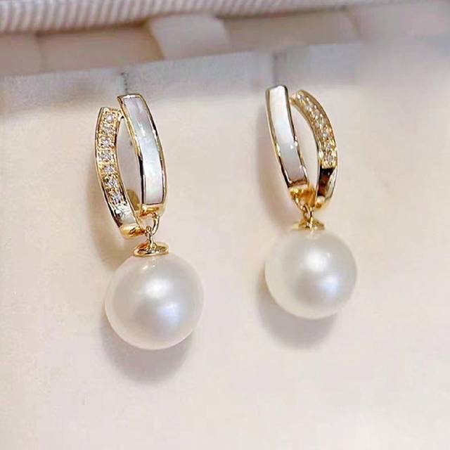 SHEIN Luxury Niche S925 Sterling Silver Faux Pearl Earrings, Minimalist And Fashionable For Daily Wear, Suitable As Gift For Dates, Parties, Engagements, We