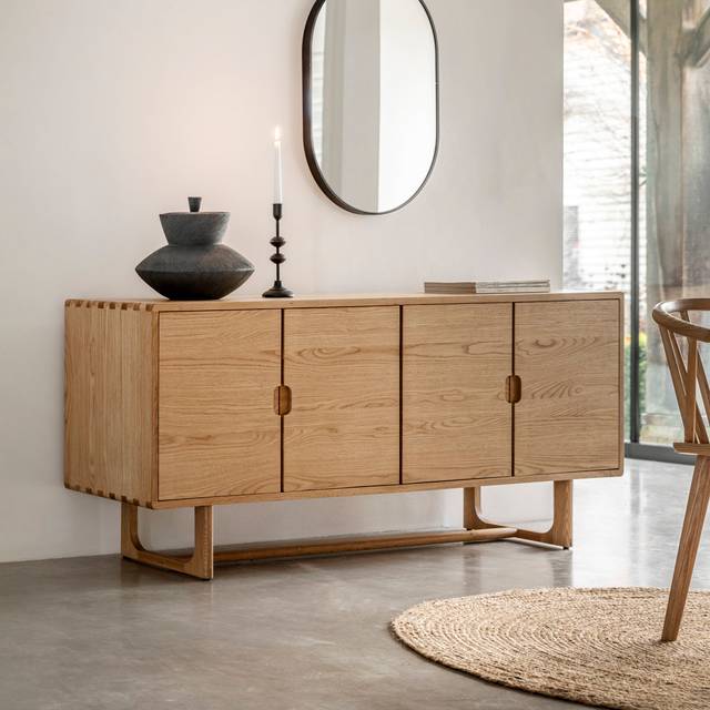 Craft 4 Door Sideboard Natural 1700X450x750mm (75cm H X 170cm W X 45cm D)
